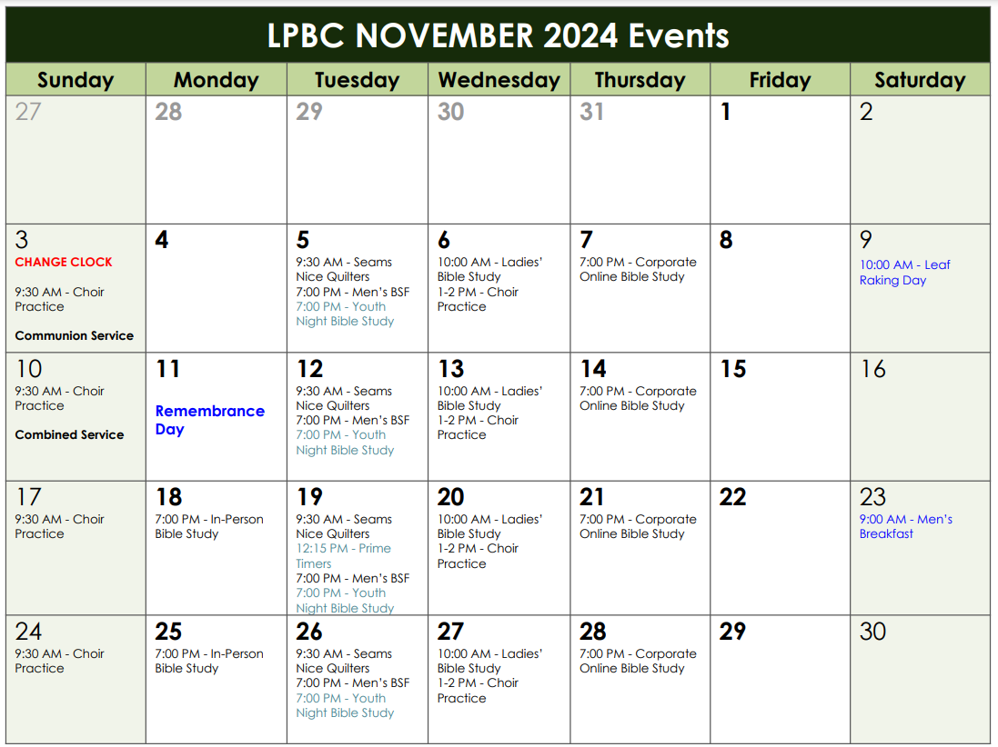 LPBC October 2024 Events